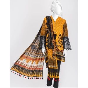 NEW Junaid Jamshed Printed Lawn with Lace Sleeve